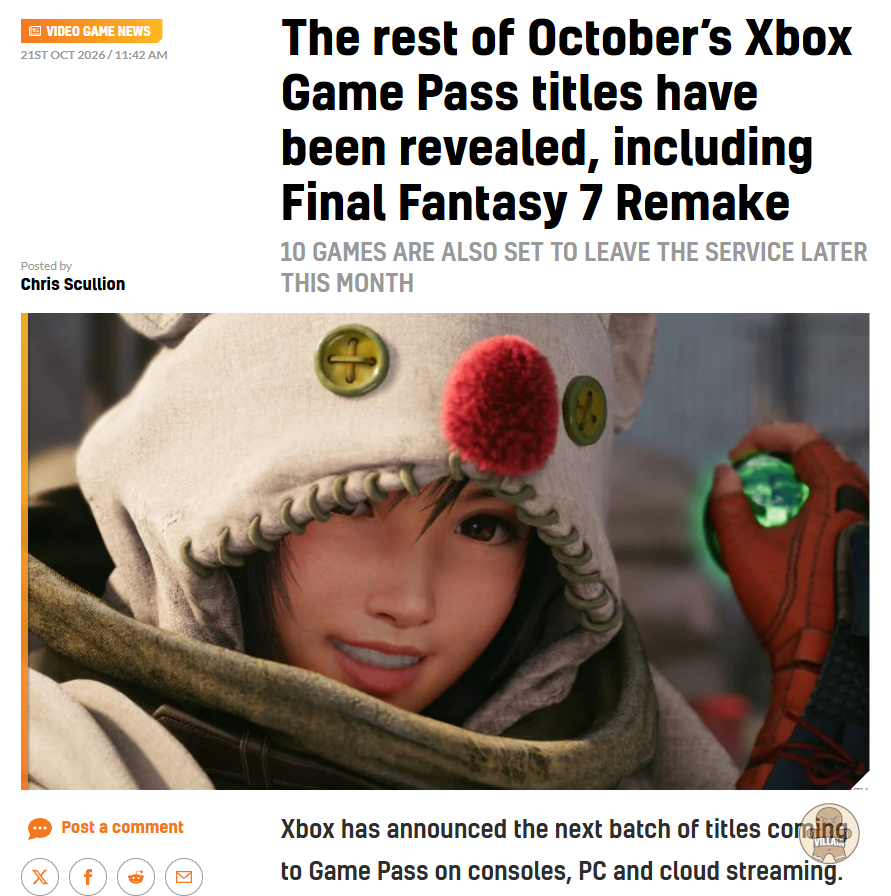 파이널 판타지 7 리메이크, Xbox 게임패스 합류 관련 이미지 1