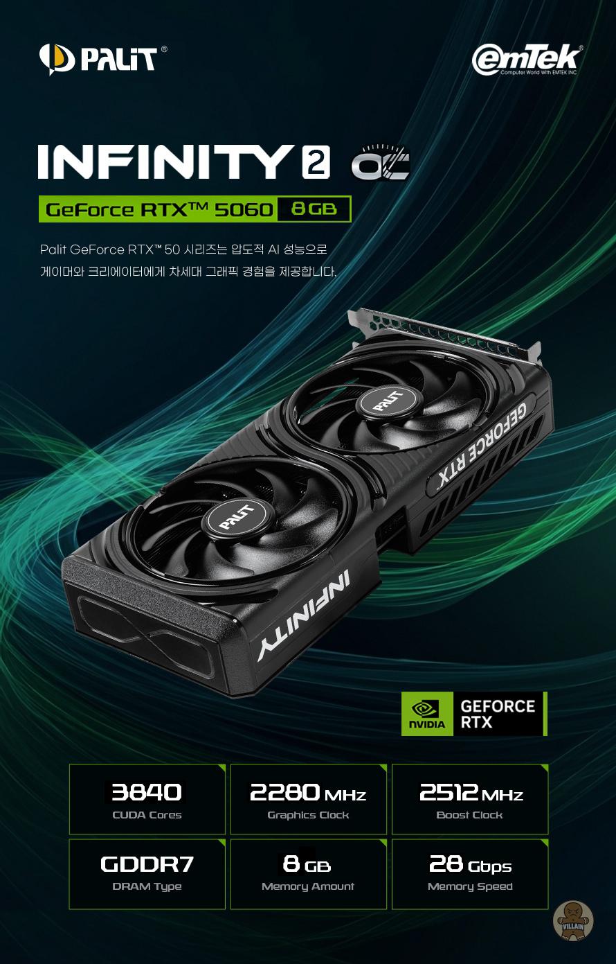 이엠텍, 컴팩트한 2슬롯 설계와 강력한 게이밍 성능의 PALIT 지포스 RTX 5060 INFINITY 2 출시 관련 이미지 1